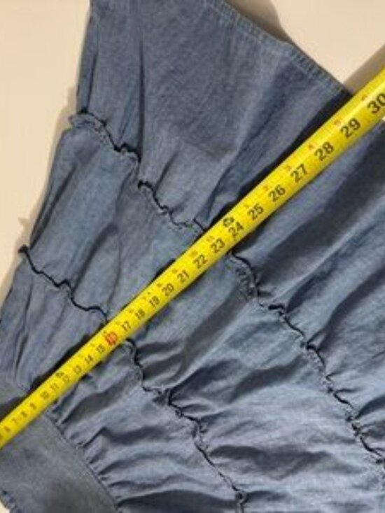 Bohemian western coastal, cowgirl, whimsical Denim smock mini dress - Picture 2 of 5